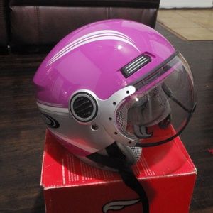 Pink motorcycle helmet